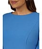 Adrianna Papell Plus Size Stretch Crepe 3/4 Bell Sleeve Sheath Dress, Color:Cool Water - Image 3