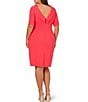 Adrianna Papell Plus Size V-Back Foldover Collar Short Sleeve Sheath Dress, Color:Beach Rose - Image 2