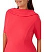 Adrianna Papell Plus Size V-Back Foldover Collar Short Sleeve Sheath Dress, Color:Beach Rose - Image 3