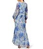 Color:Blue Multi - Image 2 - Printed Surplice V-Neck Long Sleeve Faux Wrap Dress