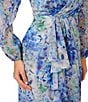Color:Blue Multi - Image 4 - Printed Surplice V-Neck Long Sleeve Faux Wrap Dress