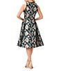 Color:Hunter Multi - Image 2 - Ruffle Trim Mock Neck Metallic Floral Print Side Pocket High-Low Jacquard Dress