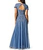 Adrianna Papell Short Sleeve Beaded Mesh Long Dress - Image 2