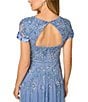 Adrianna Papell Short Sleeve Beaded Mesh Long Dress - Image 4
