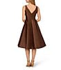 Adrianna Papell Boat Neck Sleeveless A-Line Taffeta Dress, Color:Espresso - Image 2