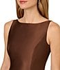 Adrianna Papell Boat Neck Sleeveless A-Line Taffeta Dress, Color:Espresso - Image 4