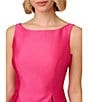 Color:Electric Pink - Image 3 - Boat Neck Sleeveless A-Line Taffeta Dress