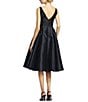 Color:Black - Image 2 - Boat Neck Sleeveless A-Line Taffeta Dress