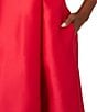 Color:Red - Image 3 - Sleeveless Mock Halter Neck Stretch Knit Crepe Fit and Flare High-Low Dress