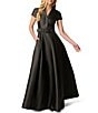Adrianna Papell Solid Mikado Short Sleeve Gown - Image 1