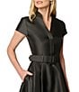 Adrianna Papell Solid Mikado Short Sleeve Gown - Image 3