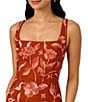 Adrianna Papell Square Neck Sleeveless Floral Beaded Mesh Maxi Dress, Color:Burnt Umber - Image 3