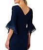 Color:Midnight - Image 4 - Stretch Boat Neck 3/4 Geometric Bell Sleeve V-Back Sequin Beaded Shoulder Gown