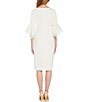 Adrianna Papell Stretch Crepe 3/4 Bell Sleeve Boat Neck Sheath Dress ...