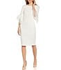 Adrianna Papell Stretch Crepe 3/4 Bell Sleeve Boat Neck Sheath Dress ...