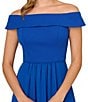 Color:Violet Cobalt - Image 3 - Stretch Crepe Bodice Off-the-Shoulder Chiffon A-Line Gown