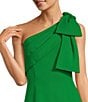 Adrianna Papell Stretch Crepe Bow One Shoulder Mermaid Gown, Color:Palm Leaf - Image 3