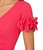 Color:Petunia - Image 4 - Stretch Crepe Surplice V Neckline Short Floral Sleeve Dress