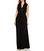 Adrianna Papell Stretch Jersey Tuxedo Surplice V-Neck Twisted Waist ...