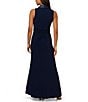 Color:Midnight - Image 5 - Stretch Jersey Tuxedo Surplice V-Neck Twisted Waist Sleeveless Gown