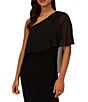 Color:Black - Image 6 - Stretch One Shoulder Draped Side Dress