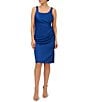 Color:Rich Royal - Image 1 - Stretch Satin Scoop Neck Sleeveless Ruched Dress