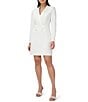 Adrianna Papell Stretch V-Neck Long Sleeve Blazer Dress, Color:Ivory - Image 1