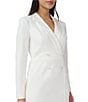 Adrianna Papell Stretch V-Neck Long Sleeve Blazer Dress, Color:Ivory - Image 3