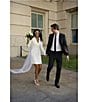 Adrianna Papell Stretch V-Neck Long Sleeve Blazer Dress, Color:Ivory - Image 4