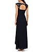 Color:Midnight - Image 2 - Sweetheart Neck Chiffon Cap Sleeve Beaded Shoulder Yoke Gown