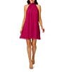 Adrianna Papell Tie Halter Mock Neck Sleeveless Dress, Color:Magenta - Image 1