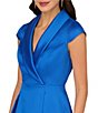 Color:Ulta Blue - Image 3 - Tuxedo Collar V Neckline Cap Sleeve Hi Lo Fit and Flare Dress