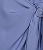 Color:Pericruise - Image 3 - Twill One Shoulder Flutter Short Sleeve Faux Wrap Dress