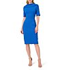 Adrianna Papell V-Back Foldover Collar Short Sleeve Sheath Dress ...