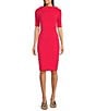 Adrianna Papell V-Back Foldover Collar Short Sleeve Sheath Dress, Color:Beach Rose - Image 1