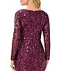 Color:Cassis - Image 4 - V-Neck Stretch Sequin Long Sleeve Sheath Gown
