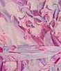 Color:Pink Multi - Image 3 - Watercolor Print 3/4 Ruffle Cuff Sleeve High-Low Hem Faux Wrap Dress