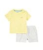 Color:Yellow - Image 1 - Baby Boy 3-24 Months Round Neck Short Sleeve T-Shirt Stripe Short Set