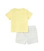 Color:Yellow - Image 2 - Baby Boy 3-24 Months Round Neck Short Sleeve T-Shirt Stripe Short Set
