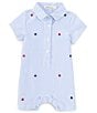 Color:Blue - Image 1 - Baby Boys 3-24 Months Collar Button Front USA Star Print Shortall
