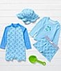 Adventurewear 360 Baby Boys Rashgaurd & Turtle Swim Trunks Set, Color:Aqua - Image 2