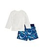 Color:White - Image 2 - Baby Boys 3-24 Months Round Neck Long Sleeve Whale Print Rashgaurd Shirt & Swim Trunks Set