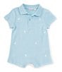 Color:Blue - Image 1 - Baby Boys 3-24 Months Short Sleeve Embroidered Bunny Romper