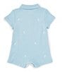 Color:Blue - Image 2 - Baby Boys 3-24 Months Short Sleeve Embroidered Bunny Romper