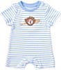 Color:Blue - Image 1 - Baby Boys 3-24 Months Short Sleeve Round Neck Baseball Romper