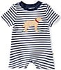 Adventurewear 360 Baby Boys Stripe Dog Applique Short Sleeve Shortall, Color:Navy - Image 1