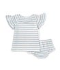 Color:Blue - Image 2 - Baby Girls 3-24 Months Round Neck Short Sleeve Stripe Bunny Dress
