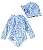 Adventurewear 360 Baby Girls Lemon One-Piece Rash Guard Swimsuit, Color:Blue - Image 1