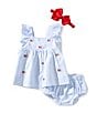 Adventurewear 360 Baby Girls American Flag Stripe Seersucker Dress, Color:Blue - Image 1