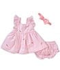 Adventurewear 360 Baby Girls Easter Bunny & Carrots Patterned Seersucker Dress, Color:Pink - Image 1
